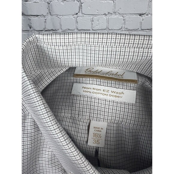 Gold Label Roundtree & Yorke Men’s 16 1/2-35 Button Down Dress Shirt Gray,White - Picture 9 of 9